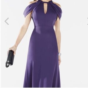 BCBGMAXAZRIA Iris Purple Draped Cutout Gown size 6